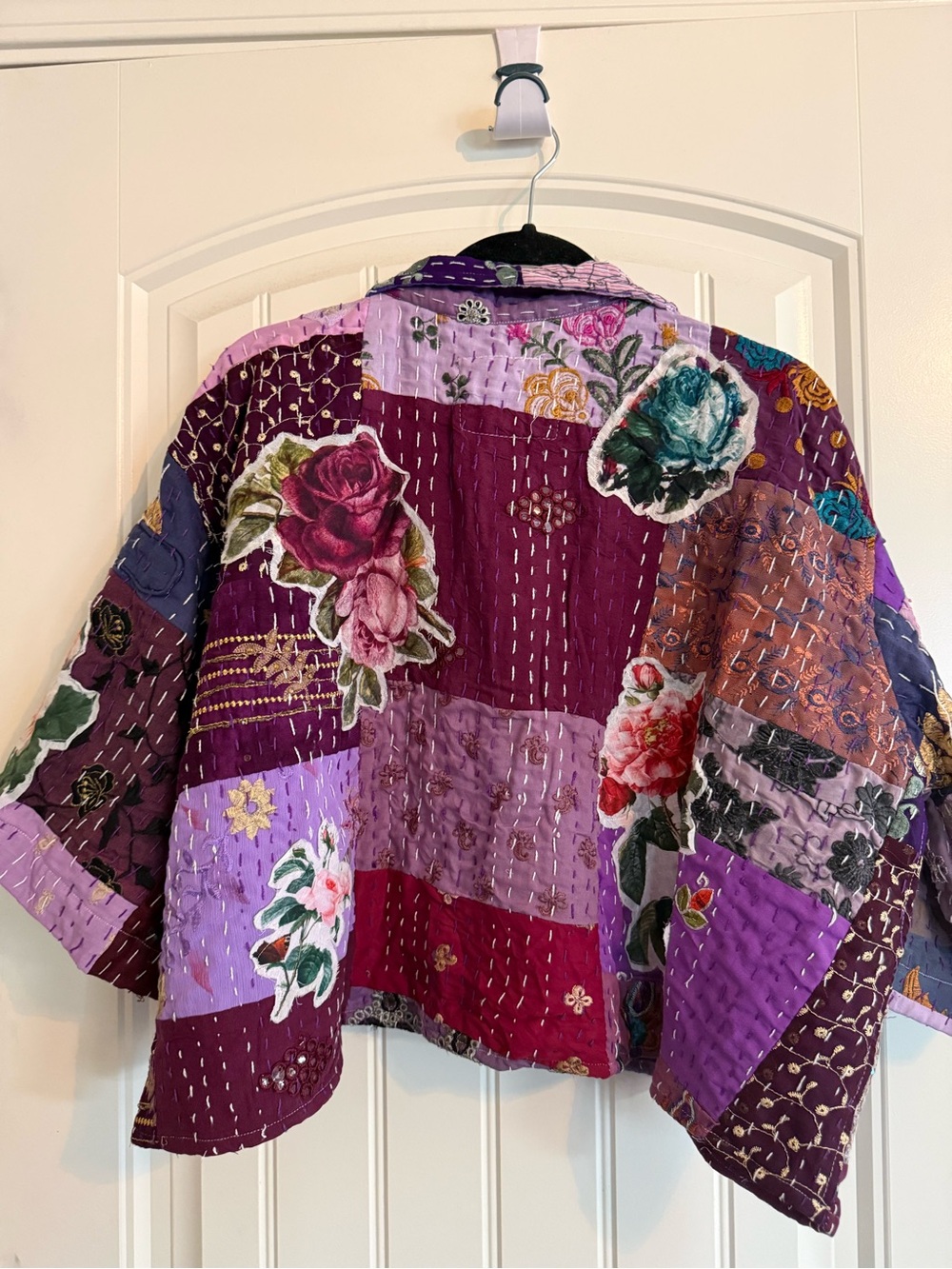 Purple Patchwork Floral Button-Front Top - Picture 6 of 6